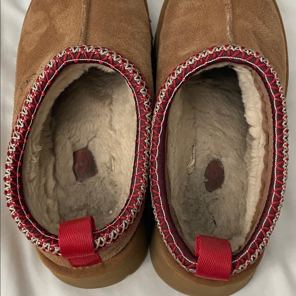 UGG Tazz II Platform Slippers Mules Slides Chestnut Suede Shoes Size 8 - Picture 13 of 14